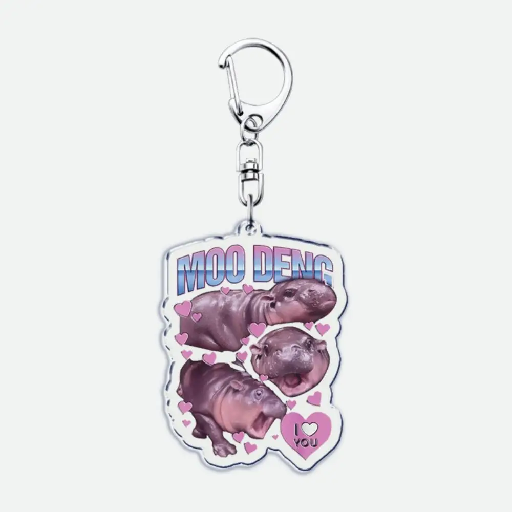 Moo Deng Meme брелок акриловый забавный детский бегемот с героями мультфильмов