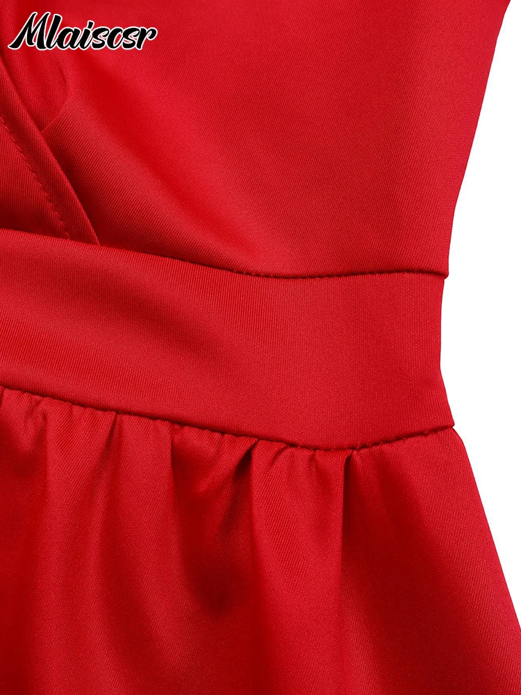 Mlaiscsr Элегантное роскошное красное платье трапециевидной формы с v-образным