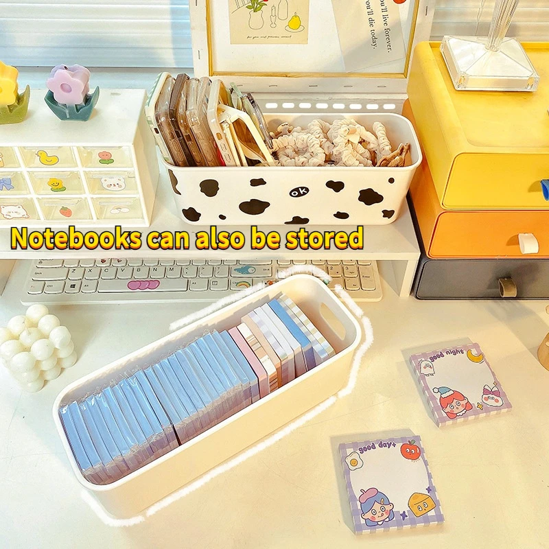 cute desktop mobile phone case storage box ins multifunctional cosmetics organizer box large capacity kawaii storage basket free global shipping
