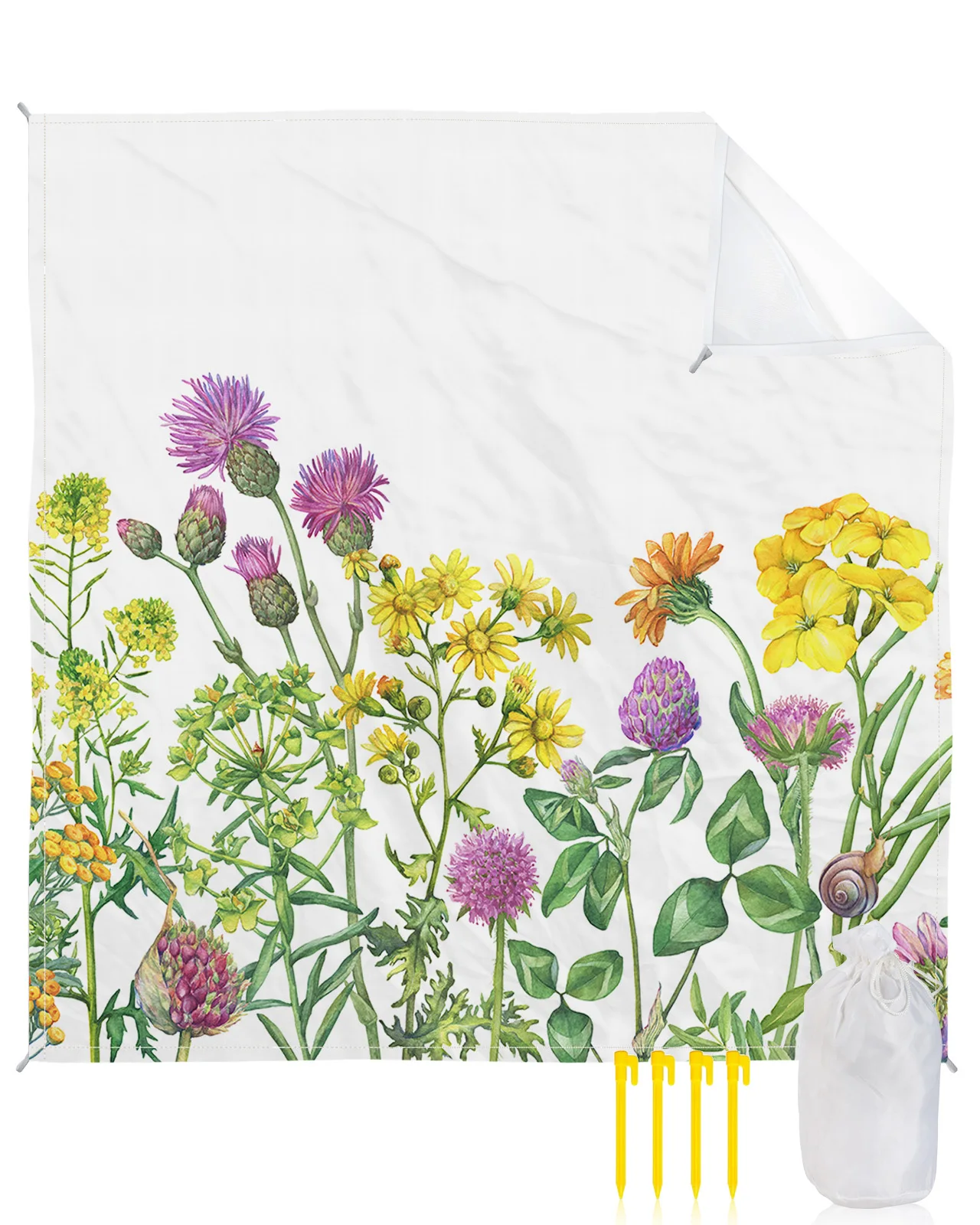 

Spring Flower Daisy Waterproof Beach Blanket Camping Mat Portable Outdoor Picnic Mat Sand Beach Mat