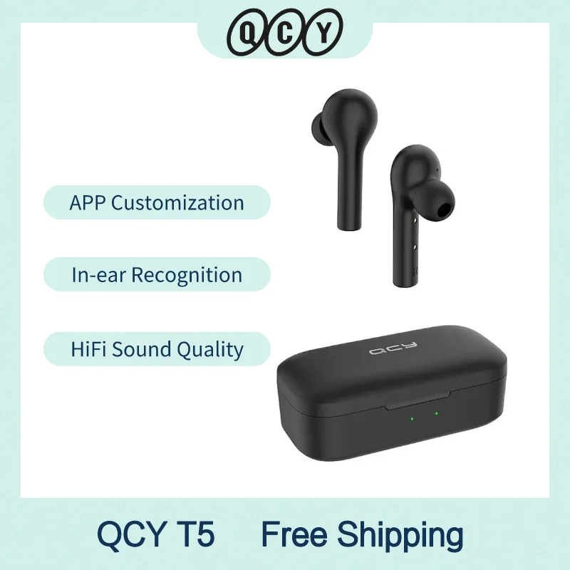 

QCY T5 Earphone Bluetooth Compatible Wireless Headphones Tws Touch Control Stereo With Microphone For Xiaomi Phone Gamer Earbuds