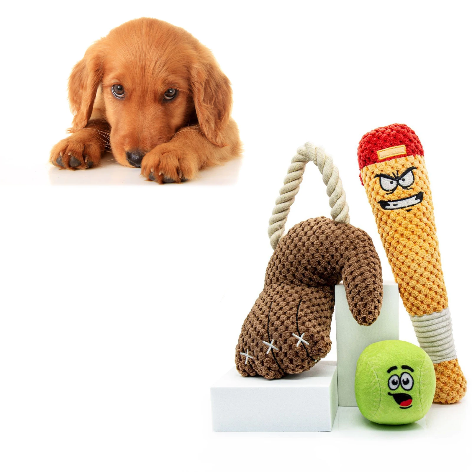 

3pcs Squeaker Chew Animal Toy Phonation Molar Cleaning Interactive Bite Resistant Pet Plush Dog Toy Pets Supplies