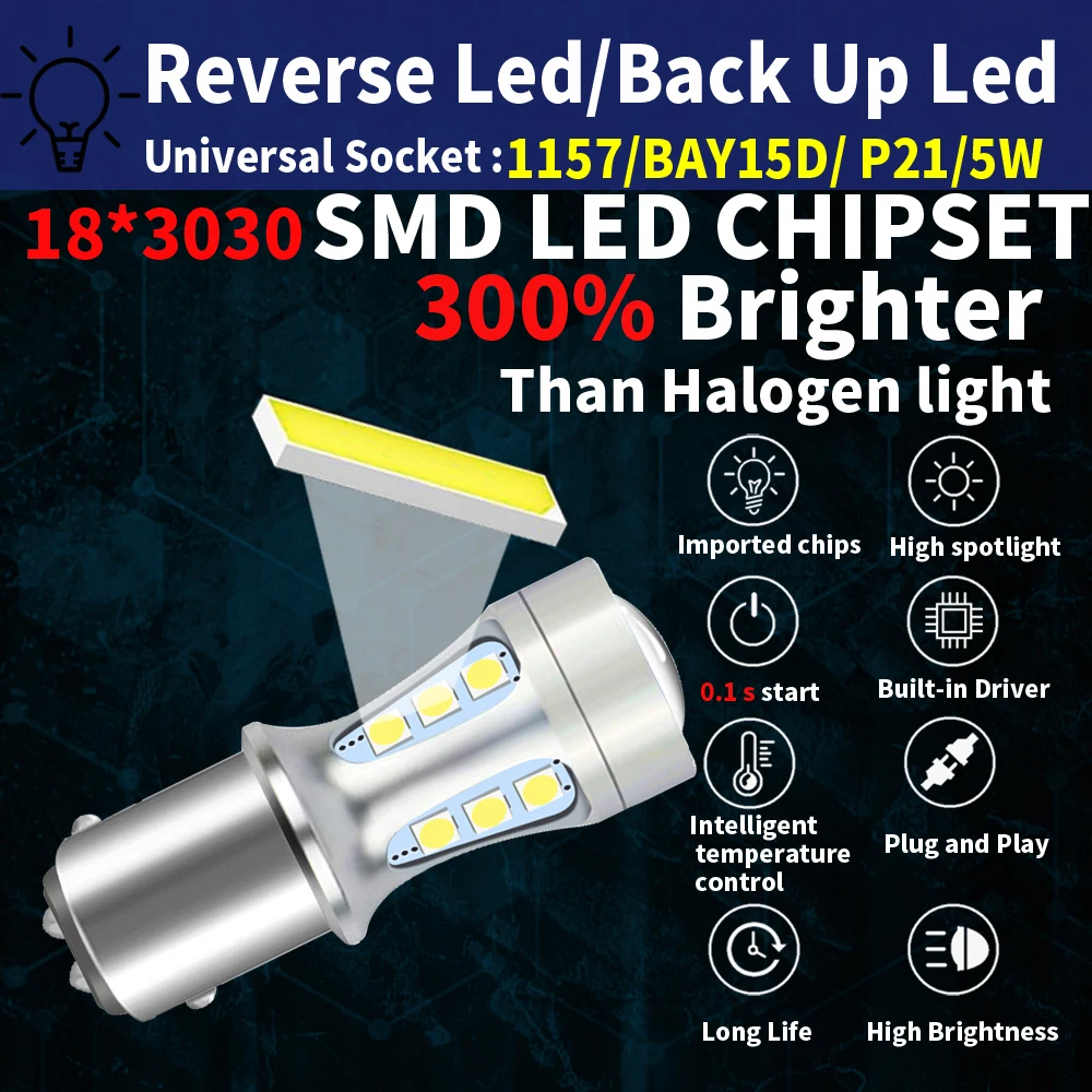 2pcs 7506 Ba15s P21W Led 1156 7443 Bulb T15 W16W Canbus 1157 Bay15d P21/5w Car Turn Signal Lamp Brake Backup Light Reverse - купить по