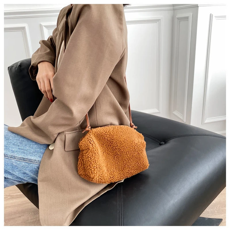 Женская сумка через плечо из овечьей шерсти осенне-зимняя женская модная