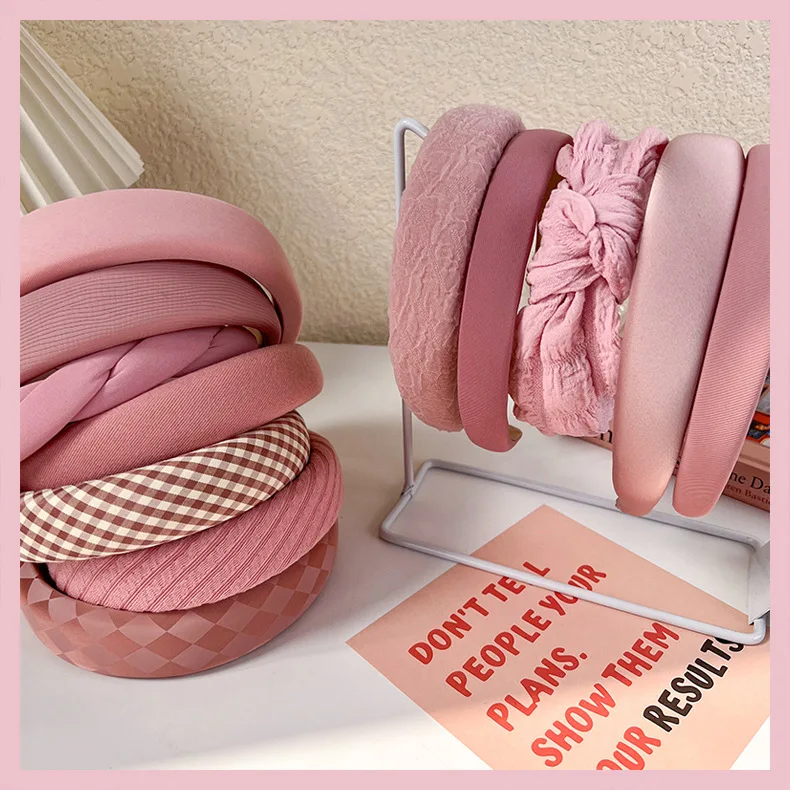 Pink Series Sponge Headbands Padded for Women Thin Wide Girls Hairbands Princess Hair Hoop Fashion Bands Headwear Accessories