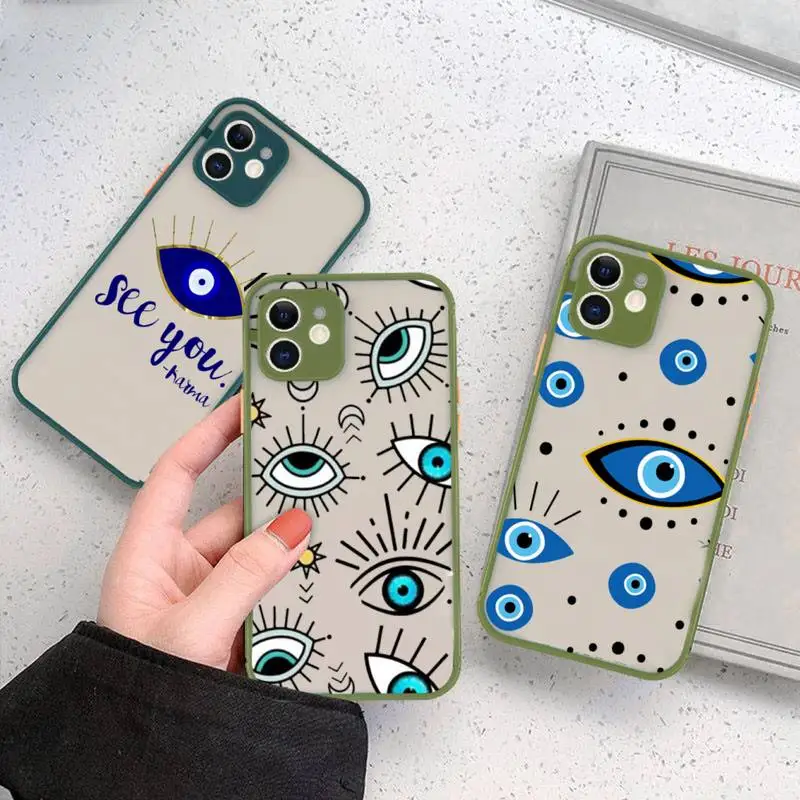 

Turkish Eye Blue Lucky Evil Eye Print Phone Case matte transparent For iphone 14 11 12 13 plus mini x xs xr pro max cover