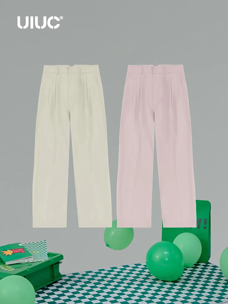 

INFLATION Pink Straight-leg Pants Women Loose Fit Dress Trousers