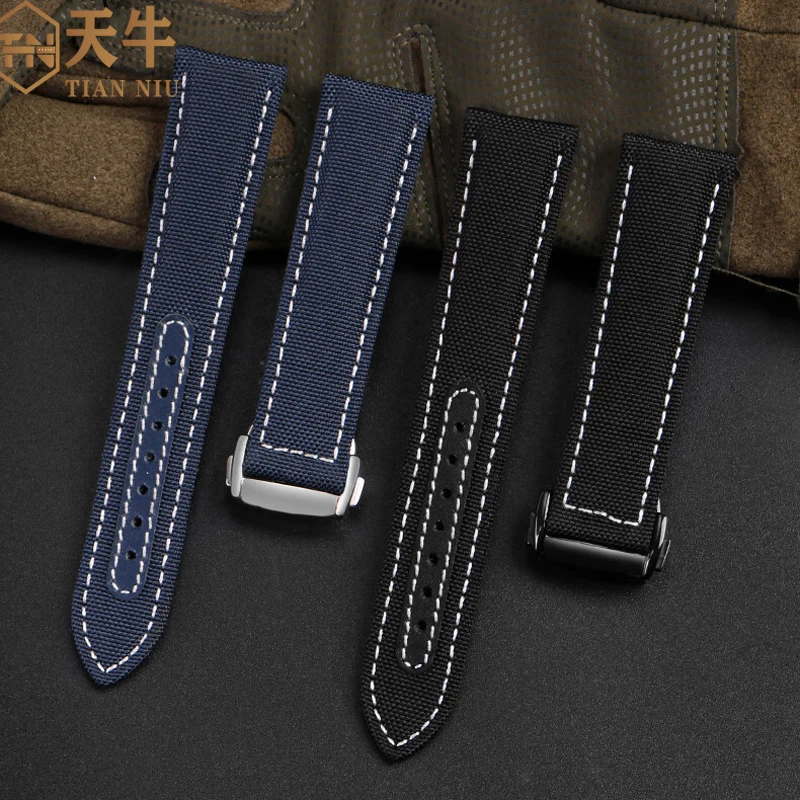 Ремешок складной из нейлона и воловьей кожи для часов Omega Seamaster 300 Speedmaster AT150 310 32