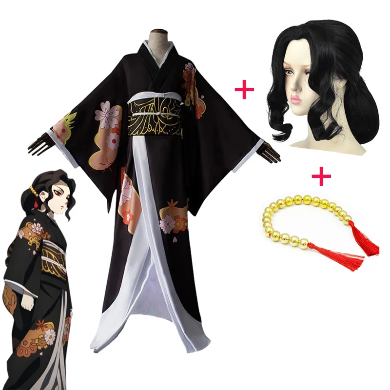 Demon Slayer Kibutsuji Muzan Cosplay Costume Halloween Demon Ancestor Cross-dressing Female Ghost Cosplay Wig Headwear