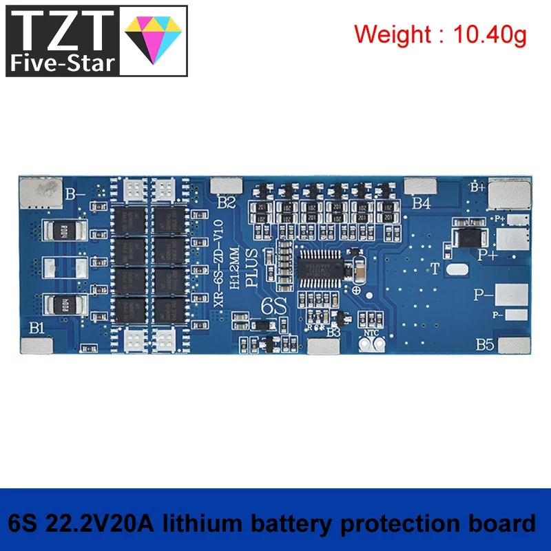 TZT 6S BMS 10A 20A 30A 22 2 V Защитная плата для зарядки литий-ионного аккумулятора 18650 с