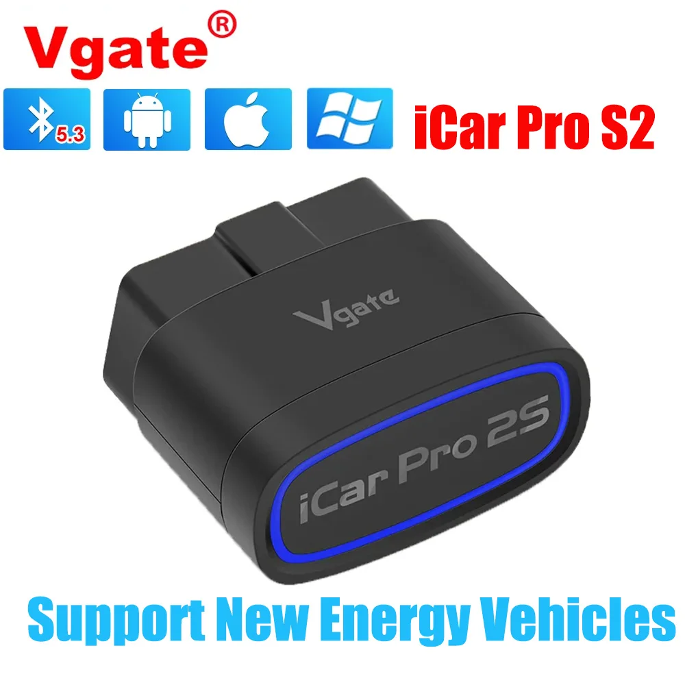 

Vgate iCar Pro 2S ELM327 Bluetooth 5.3 V2.3 Автомобильный сканер OBD2 Модернизированный автомобильный диагностический инструмент EV BimmerCode для IOS Android ПК