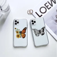 colorful creative butterfly flower phone cover for iphone 11 12 13 pro max x xs xr max 7 8plus soft protective transparent cover