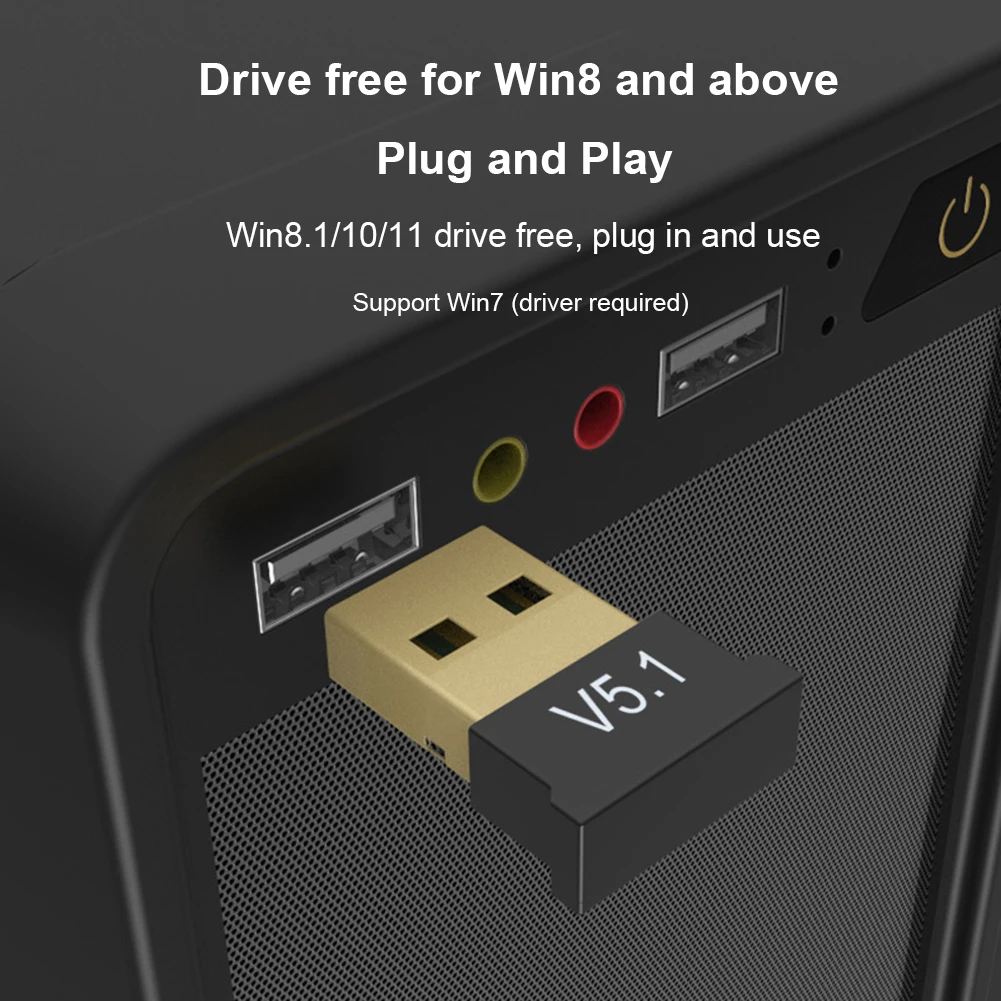 

Bluetooth-compatible Adapter Handsfree Wireless Transmitter Receiver DC5V Bluetooth-compatible 5.1 Receiver for Desktop Computer