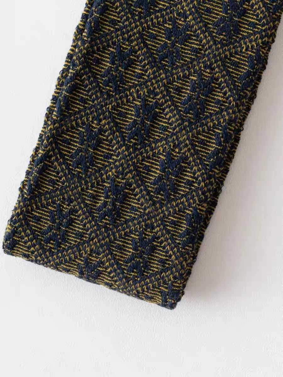 Весенне-осенние женские винтажные вязаные леггинсы Mori Girls с цветными блоками Diomand