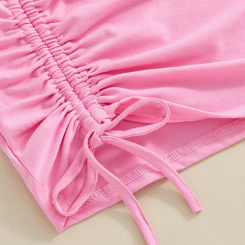 Летняя модная Однотонная футболка Tregren для девочек 1-5 лет с коротким рукавом и со