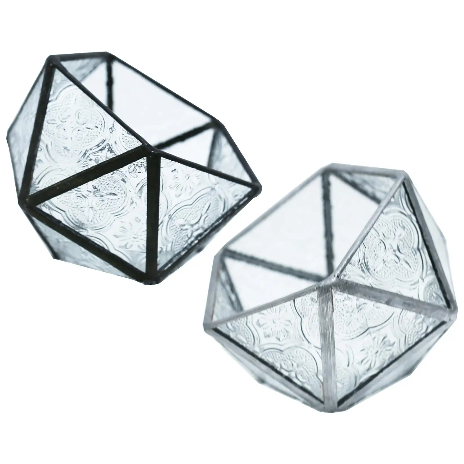 

Geometric Decorative Geometric Glass Flowerpot Miniature Bowl Shape Pentagon Moss Potted for Plant Shelves Window Balcony Cacti