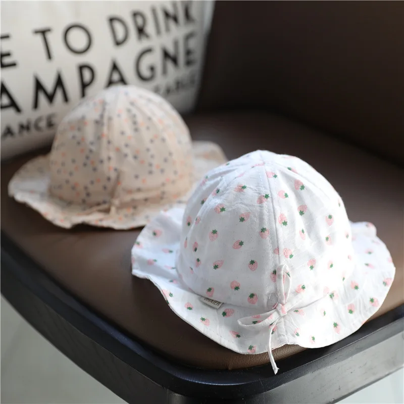 

Baby Hat Newborn Children Spring Summer Adjustable Cap Cute Fruit Pattern Girl Baby Outdoor Leisure Sun Hat Newborn Baby Girl