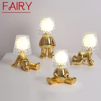 fairy nordic table lamp creative resin gold people shape desk light novelty led for home children bedroom living room decor