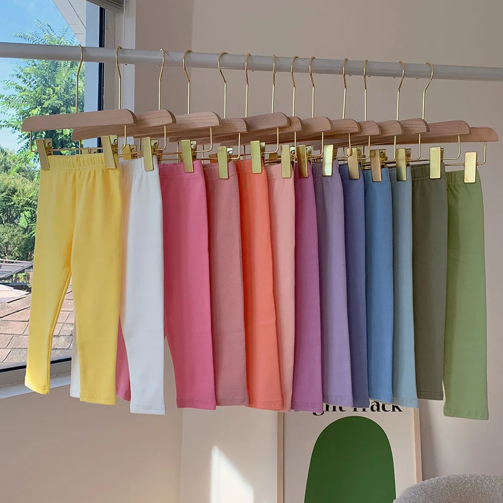 

Candy Color Kids Baby Cotton Leggings Elastic Waist Stretch Slim Solid Pants Spring Autumn All-Match Boy Girls Children Trousers