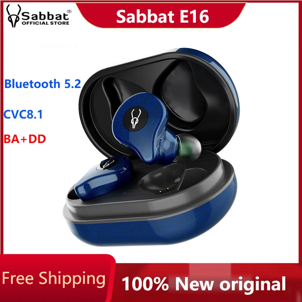 

SABBAT E16 Bluetooth 5.2 BA+DD True Wireless HIFI Music Sports TWS Noise Cancelling Headphones Earbuds In-Ear Earphones x12ultra