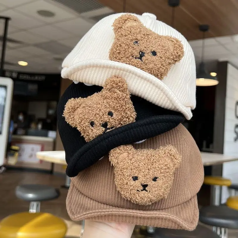 

Korean Cartoon Bear Baby Baseball Cap Corduroy Baby Boys Girls Hat Cute Animals Toddler Cap Bonnet 모자