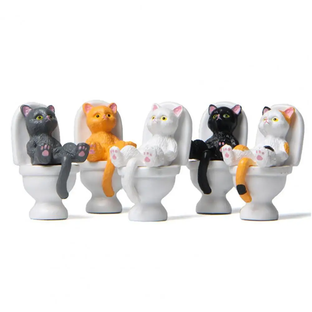 

Mini Cat Model Durable High Simulation Toilet Miniature Cat Animal Model Toy for School Tiny Cat Figures Cat Figures