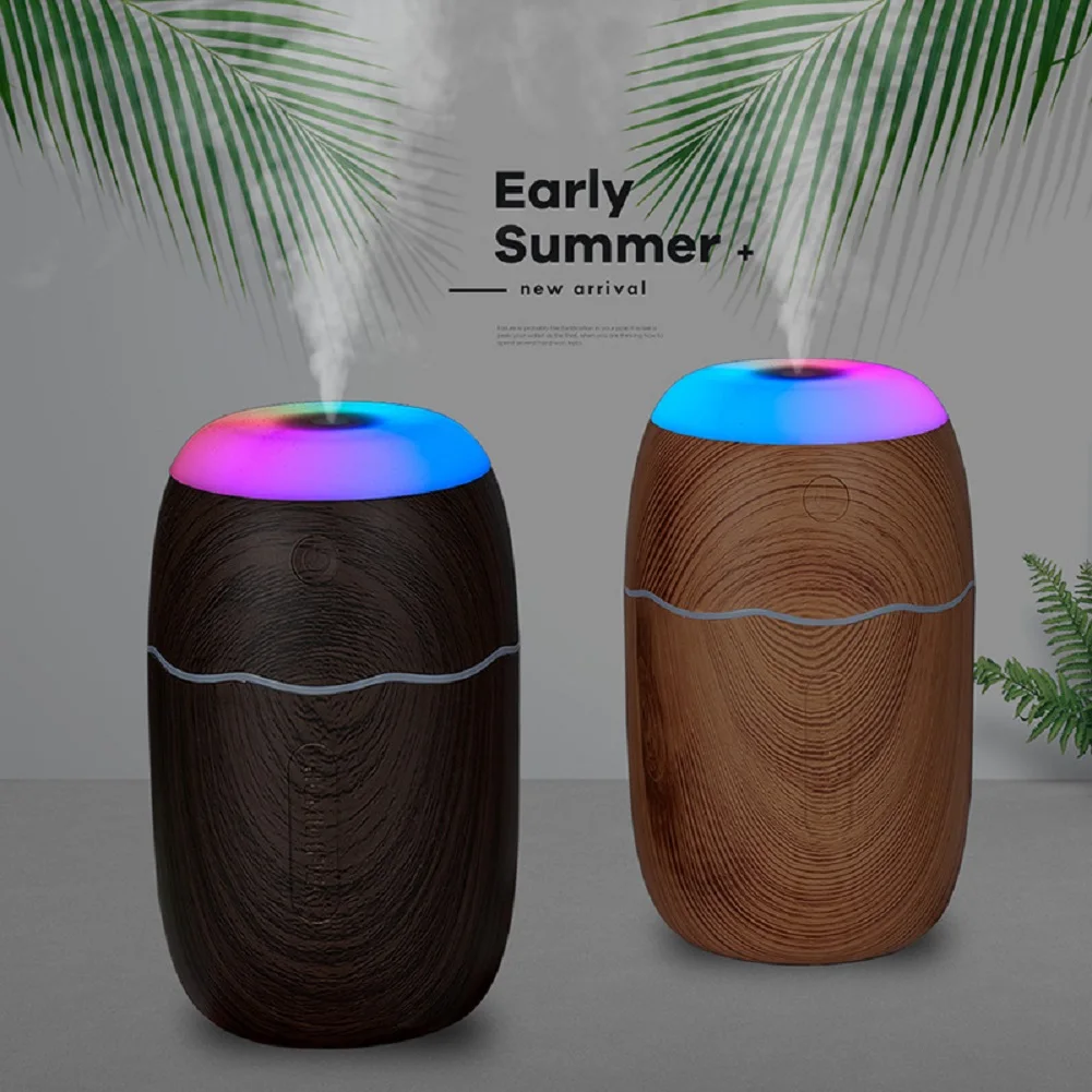 

280ML car Humidifier wooden texture with Colorful LED Night Light Aroma Essentai Oil Diffuser USB Misting Spray Air Humidifier