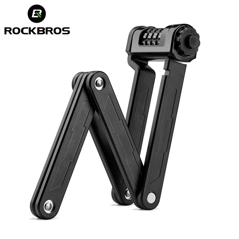 

ROCKBROS Fingerprint Bicycle Lock Zinc Alloy Four-Digit Secret Anti-Theft Foldable Password 85CM Lock Door Moto Bike Accessories