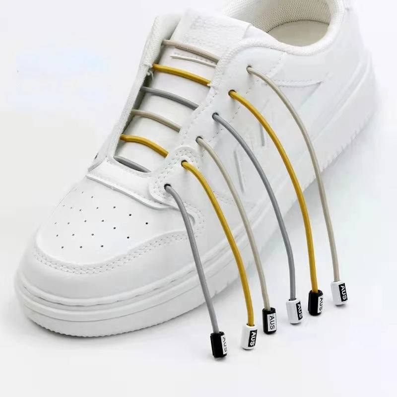 2022 New No Tie Shoe Laces Elastic Laces Sneakers Round Shoelaces without Ties Kids Adult Quick Shoe Lace Rubber Bands for Shoes