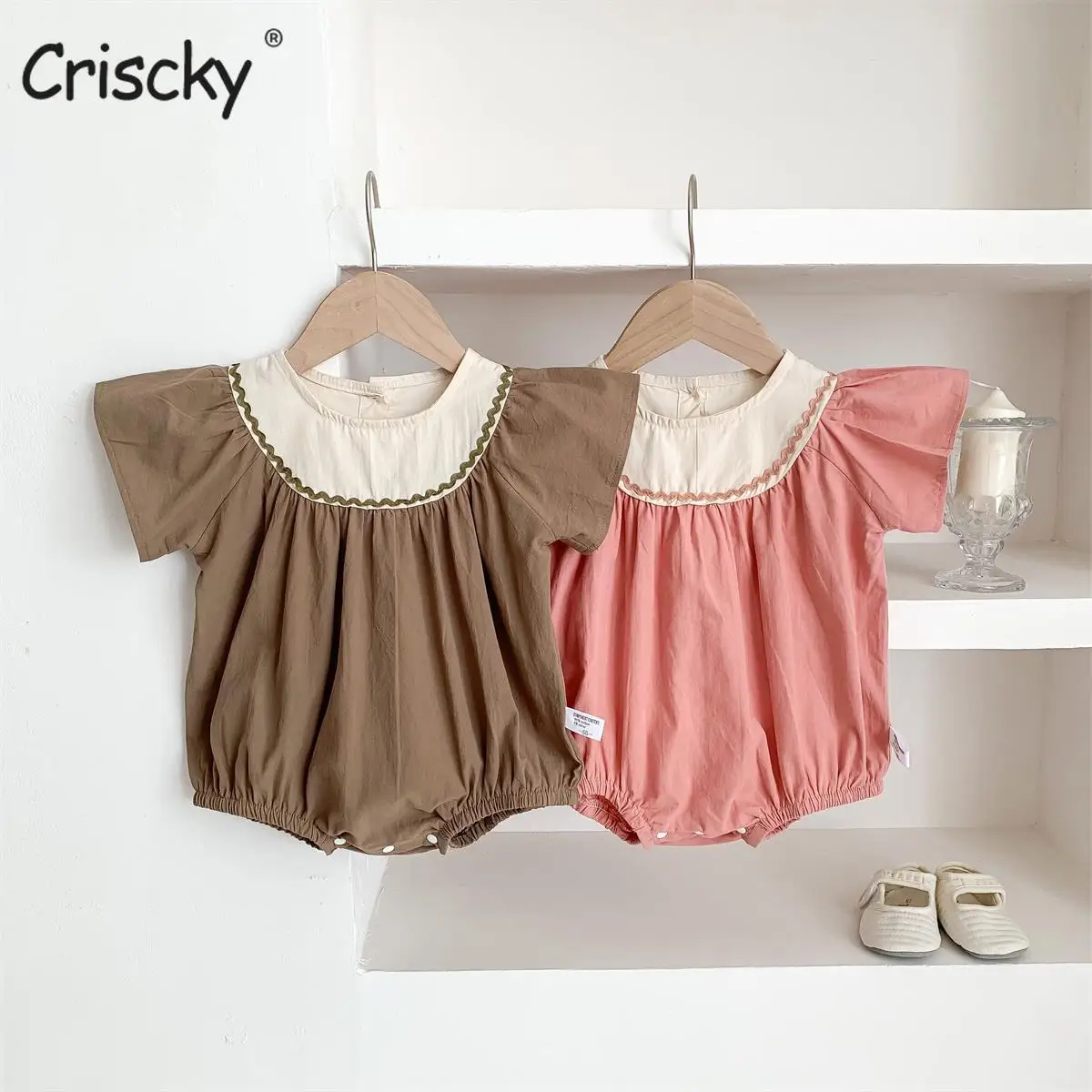

Criscky Summer Cute Baby Girls Boys Romper O-neck Short Sleeve Button Jumpsuits