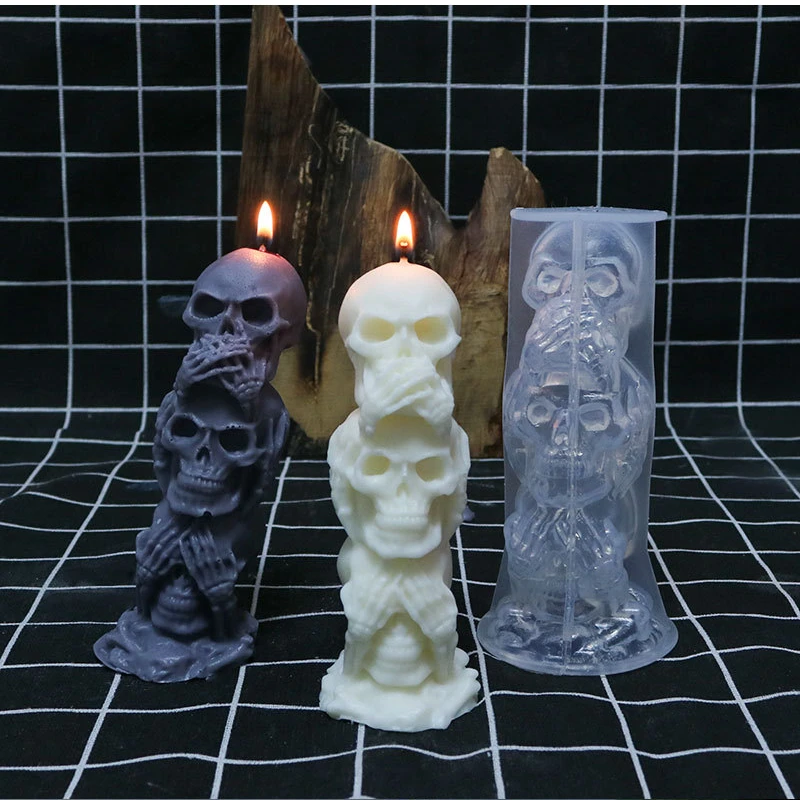 

Halloween Skull Silicone Candle Mold DIY Horror Ghost Aromatherapy Candle Mold Gypsum Creative Ornament Handmade Candle
