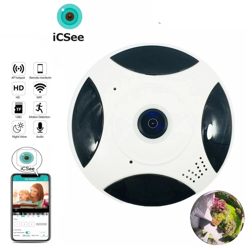 

1080P Wireless Fisheye Panoramic 360 Camera Indoor Smart Home Security Video Surveillance Wireless CCTV Two Ways Audio ICSEE APP