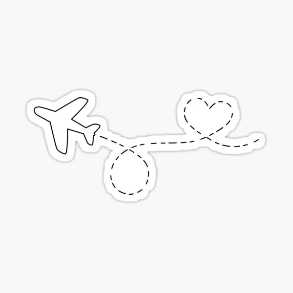 

Airplane Heart Loop 5PCS Stickers for Window Art Funny Room Anime Water Bottles Cartoon Luggage Bumper Cute Decorations Decor