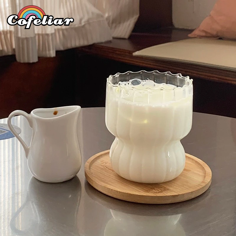 

Nordic Style Vertical Stripe Coffee Mug Heat-Resistant Glass Water Cups Transparent Tea Mug Cup for Drinking Milk Beertea Juice