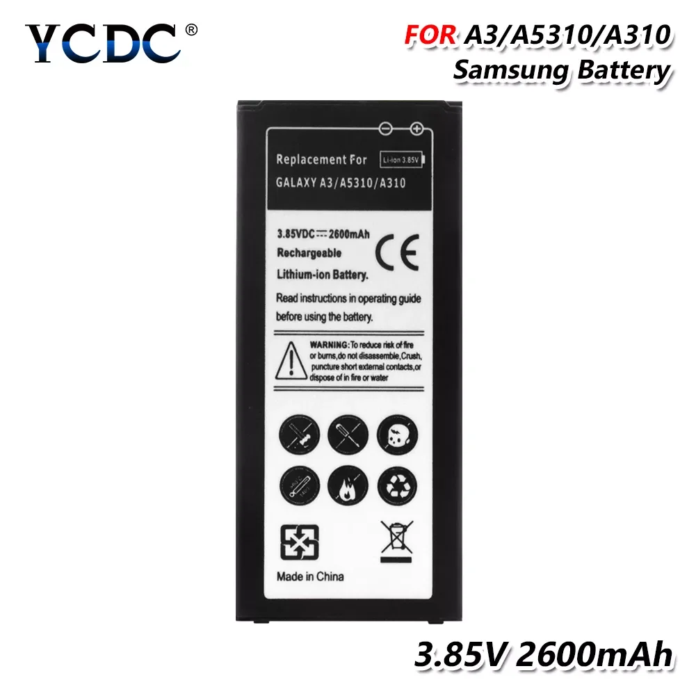 

2600mah Battery 2600mah For Samsung GALAXY A3 2016 Edition A310 A5310A SM-A310F A310M A310Y Replacement Phone Battery