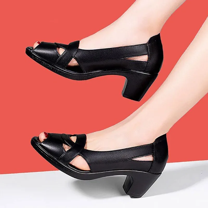 Женские босоножки с открытым носком сандалии на высоком каблуке топ-сайдеры