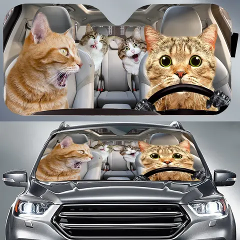 Солнцезащитный козырек на лобовое стекло для автомобиля, Забавный кошачий кошек