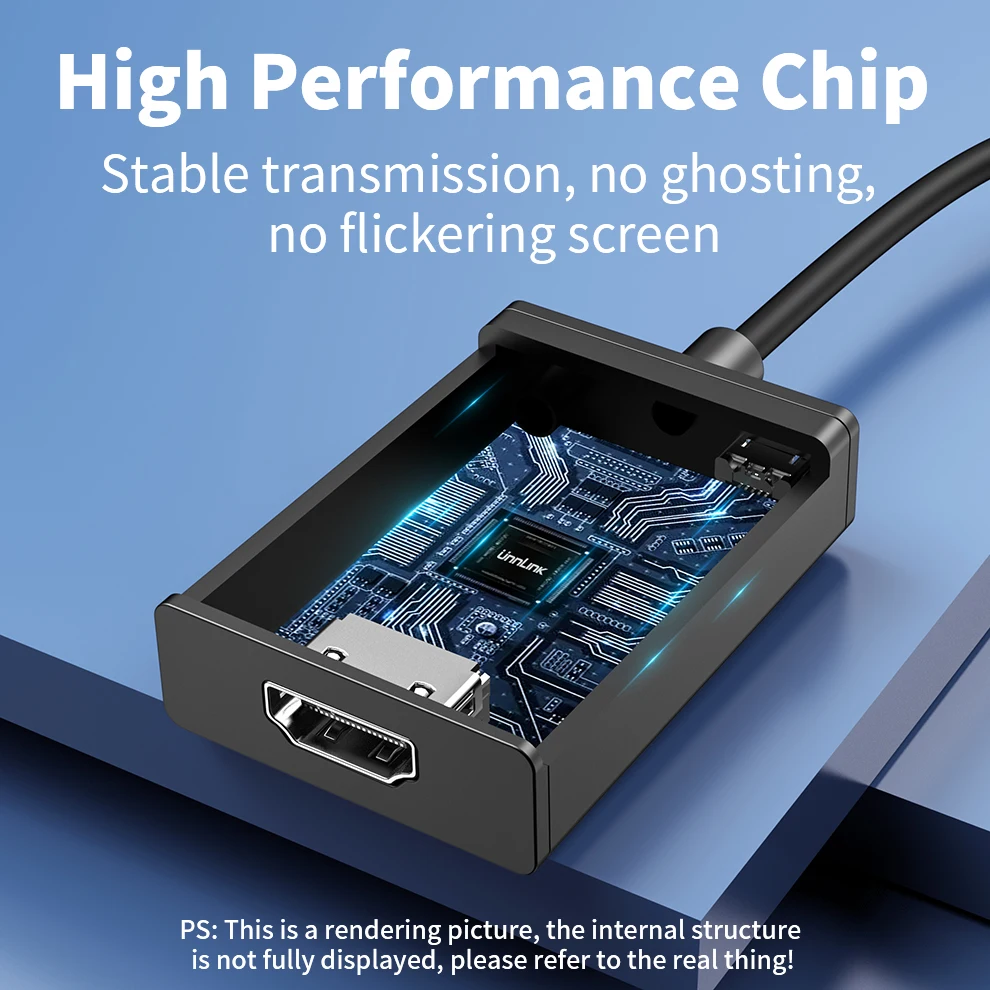 Unnlink адаптер VGA-HDMI с аудиокабелем 1080P 60Гц |