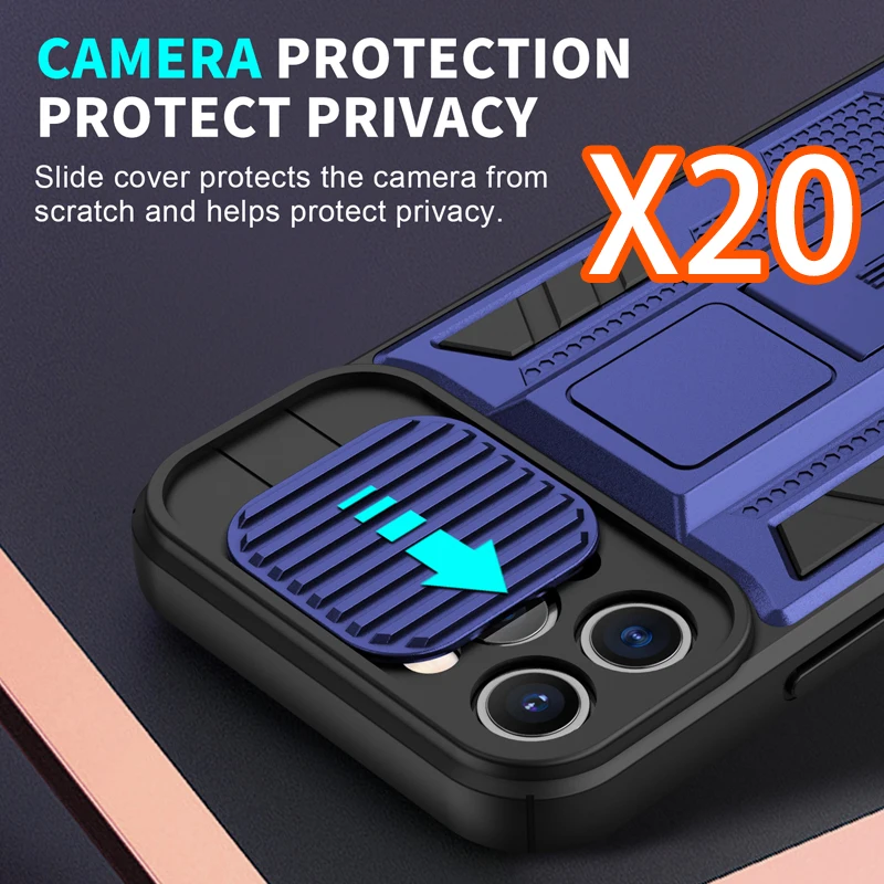 Camera Lens Protection Slide Armor Case For Iphone 13 12 Pro Max 11 7 8 Plus Shockproof With Kickstand Magnetic Case Cover 20pcs