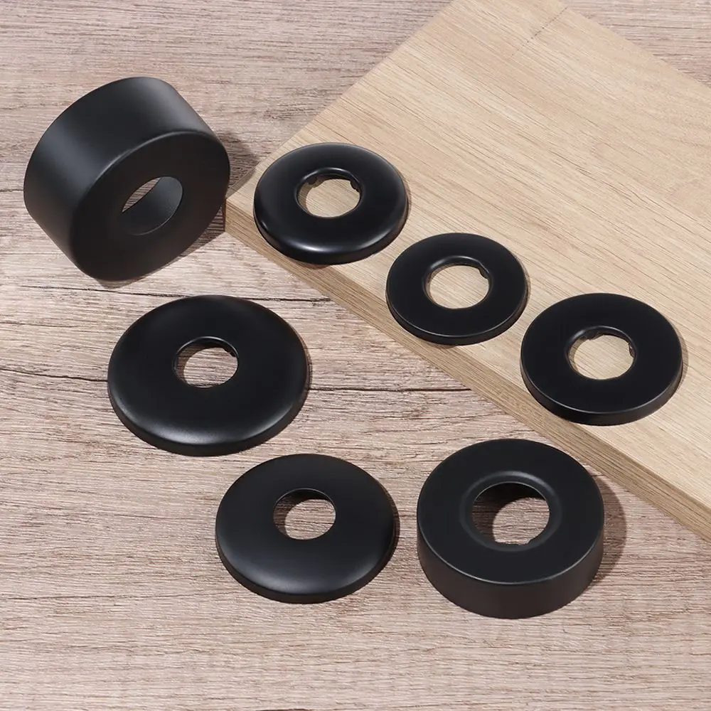 

1Pcs Black Shower Faucet Decorative Cover Chrome Finish Stainless Steel Water Pipe Wall Covers Bathroom Accessories