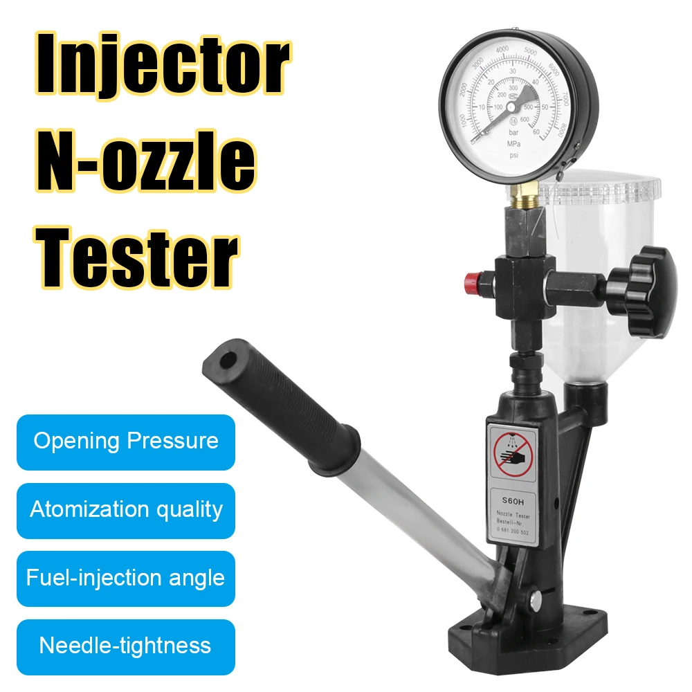 

Common Rail Pressure Tester Car Repair Tool Diesel Fuel Injector Nozzles Tester with Dual Scale Gauge 10mm Plunger for S60H