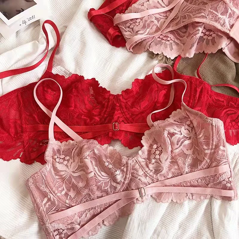 Lace Embroidery Underwear Set Sexy Ultra-thin Cup for Women Underwear  Set Push Up Bra And Panty Sets Brassiere Lingerie Suit