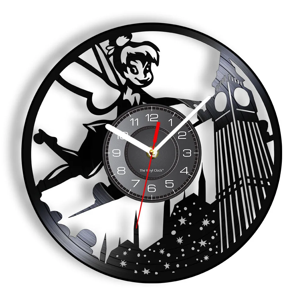 

Fairy Tinkerbell Vinyl Record Wall Clock For Girls Room Beauty Angel Fantasy Home Decor Laser Cut Music Album Handicraft Clock