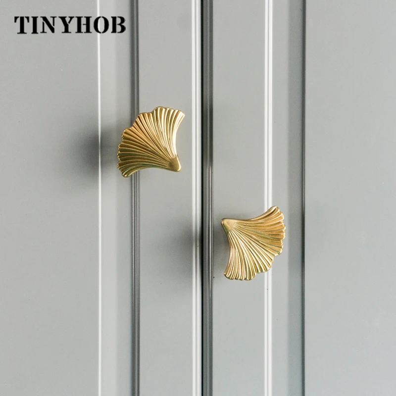 Клен/гинкго твердая латунь золотая ручка для мебели шкафа кухонного выдвижного