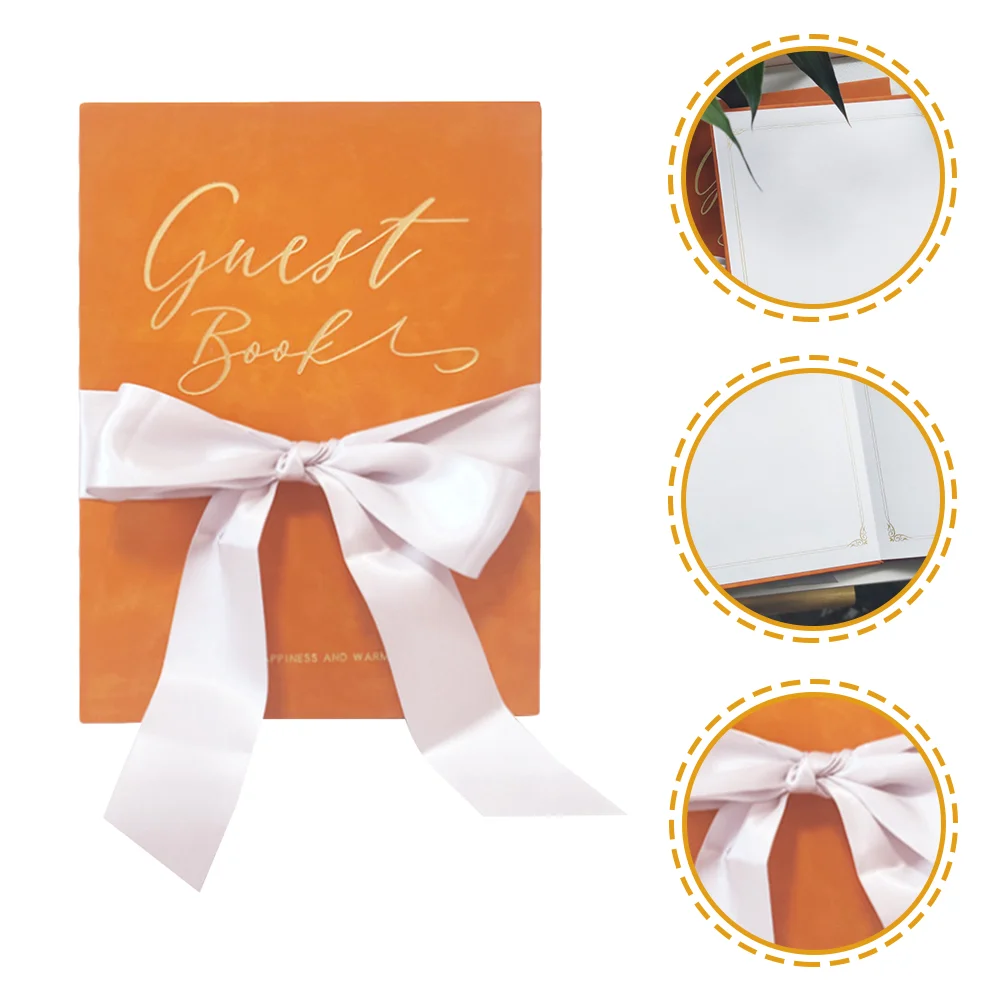 

Party Guest Book Wedding Registry Guestbook Guest Sign in Book with ribbon