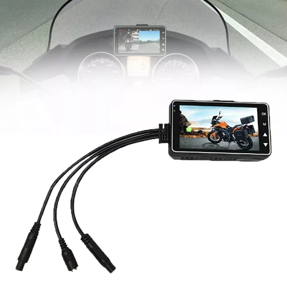140° 3In LCD Motorcycle DVR Dash Cam Recorder Front/Rear Driving HD Dual Camera Motorcycle Driving Recorder enlarge