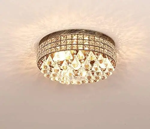 

Хрустальная люстра для освещения, Современная потолочная лампа-светильник для драпировки, круглый металлический абажур с утопленным креплением в виде капли дождя для столовой, Livi
