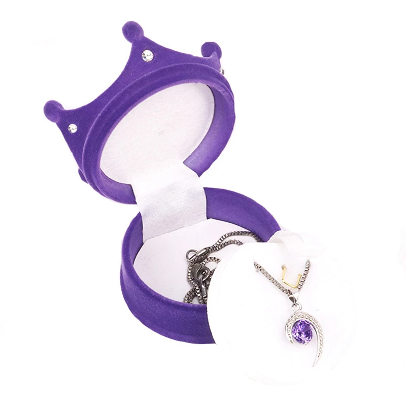 

Шкатулка для ювелирных изделий в форме короны, милый бархатный бокс для свадебных колец, подарочная коробка в форме короны, держатель для ож...