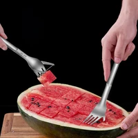 watermelon fork slicer multi purpose 2 in 1 watermelon slicer cutter knife 304 stainless steel kitchen fruit cutting fork tool