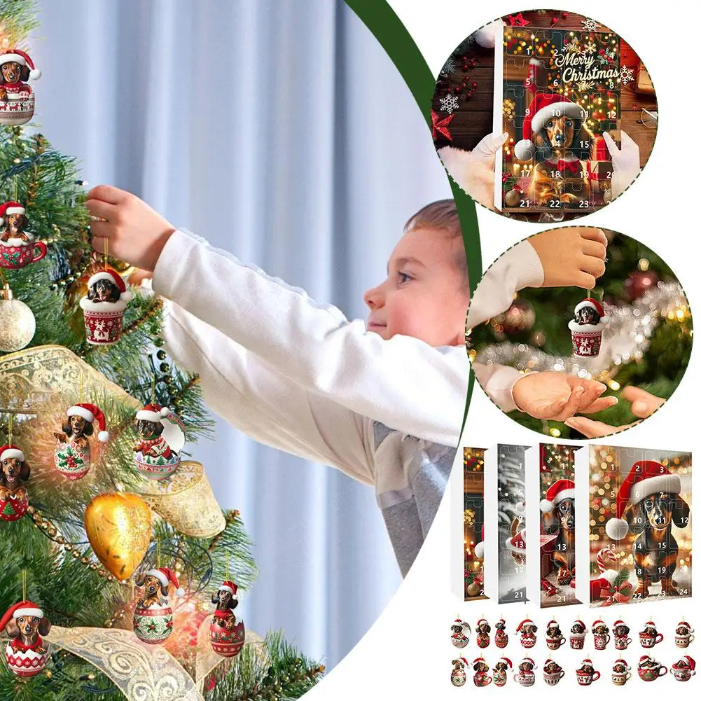 Таксы 24-дневный рождественский календарь обратного отсчета с орнаментом в виде